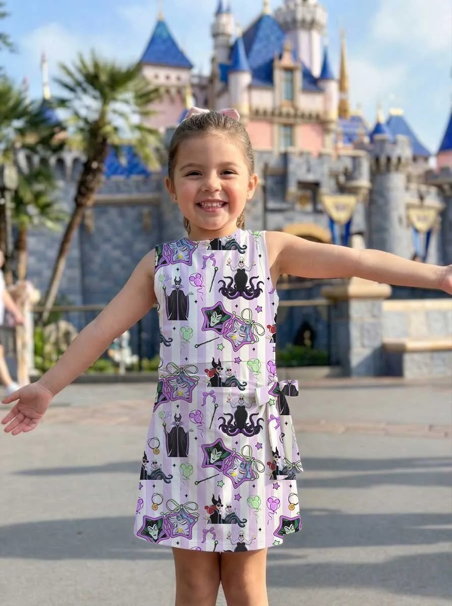 Girls Disney Villains Purple Stripe Tennis Dress Skirt, Family Matching Disney Outfit - Image 7