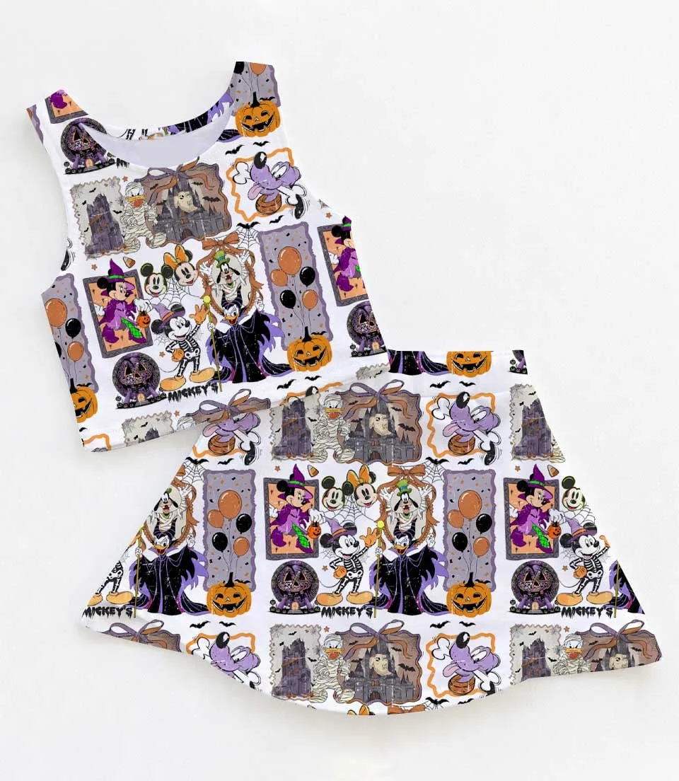 Women's Halloween Mickey & Friends Activewear Set, Mickey Minnie Donald & Goofy Athletic Dress & Skort Outfit