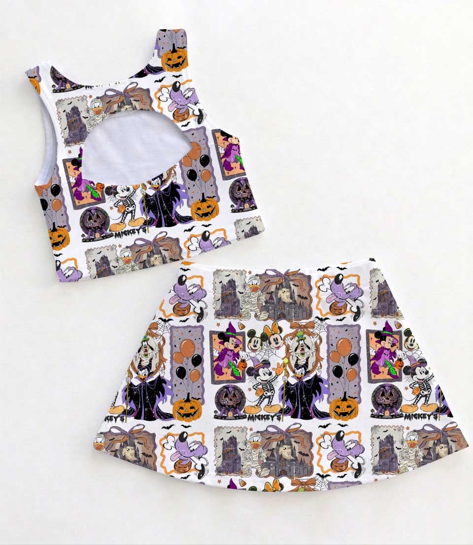 Women's Halloween Mickey & Friends Activewear Set, Mickey Minnie Donald & Goofy Athletic Dress & Skort Outfit - Image 2