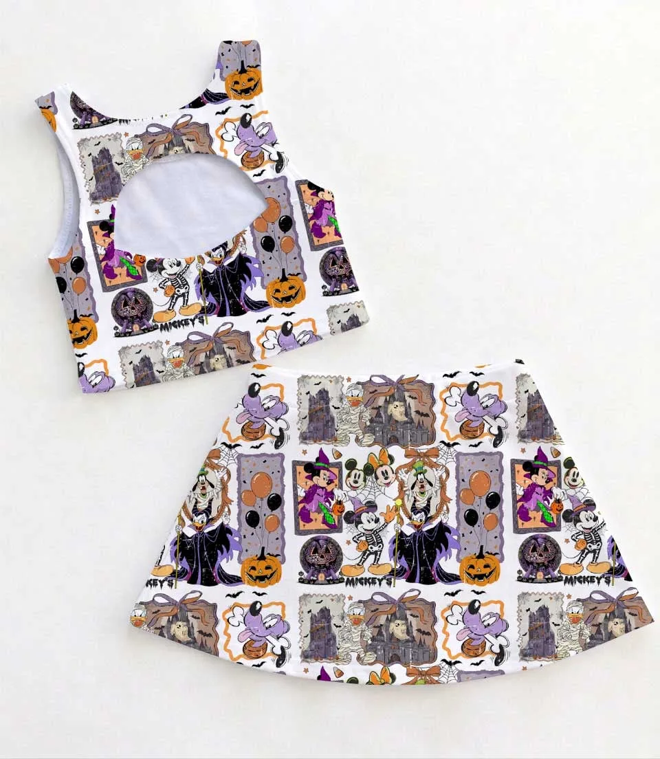 Women's Halloween Mickey & Friends Activewear Set, Mickey Minnie Donald & Goofy Athletic Dress & Skort Outfit - Image 2