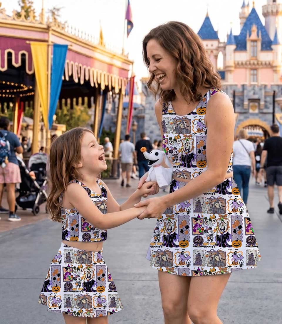 Women's Halloween Mickey & Friends Activewear Set, Mickey Minnie Donald & Goofy Athletic Dress & Skort Outfit - Image 5