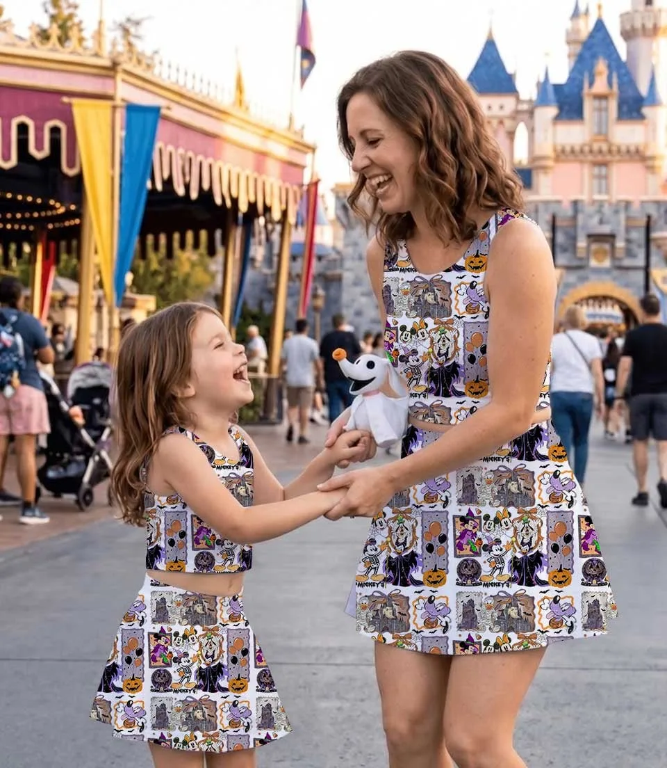 Women's Halloween Mickey & Friends Activewear Set, Mickey Minnie Donald & Goofy Athletic Dress & Skort Outfit - Image 5