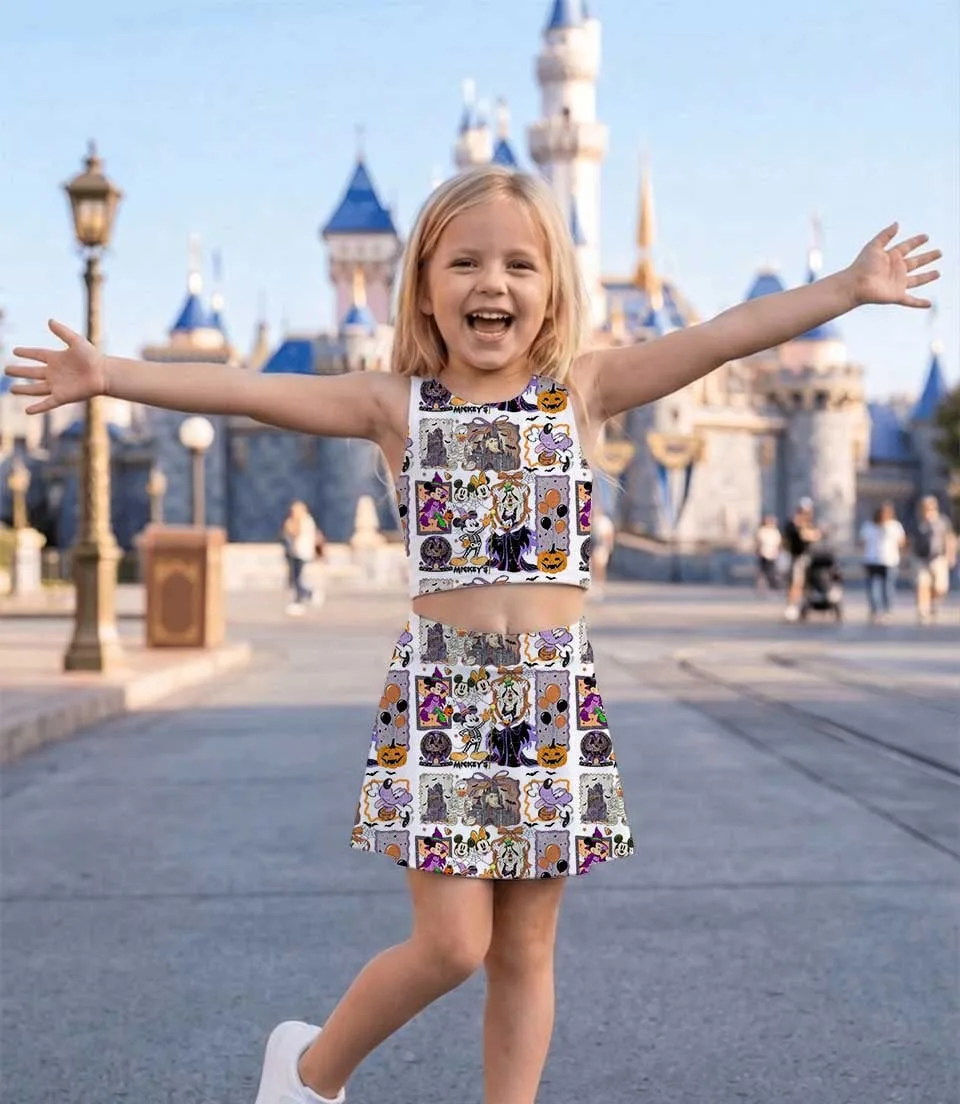 Women's Halloween Mickey & Friends Activewear Set, Mickey Minnie Donald & Goofy Athletic Dress & Skort Outfit - Image 3
