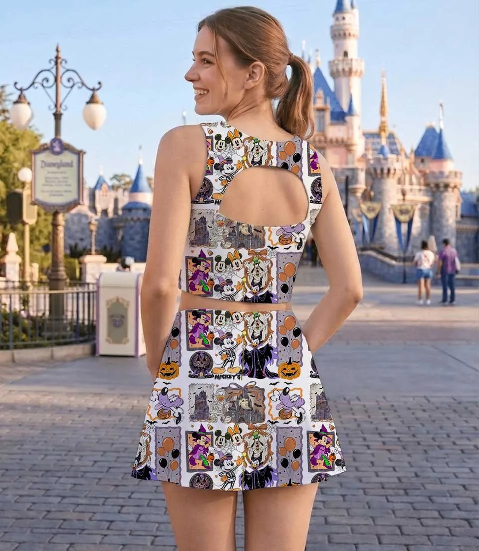 Women's Halloween Mickey & Friends Activewear Set, Mickey Minnie Donald & Goofy Athletic Dress & Skort Outfit - Image 6