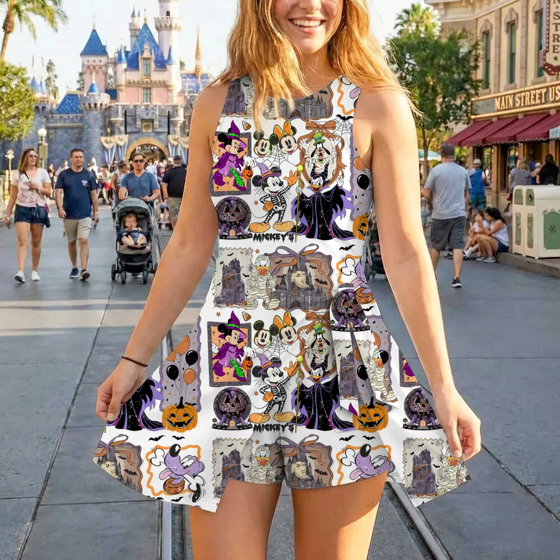 Girls Halloween Portrait Mickey Friends Tennis Dress Skirt, Family Matching Disney Outfit - Image 3