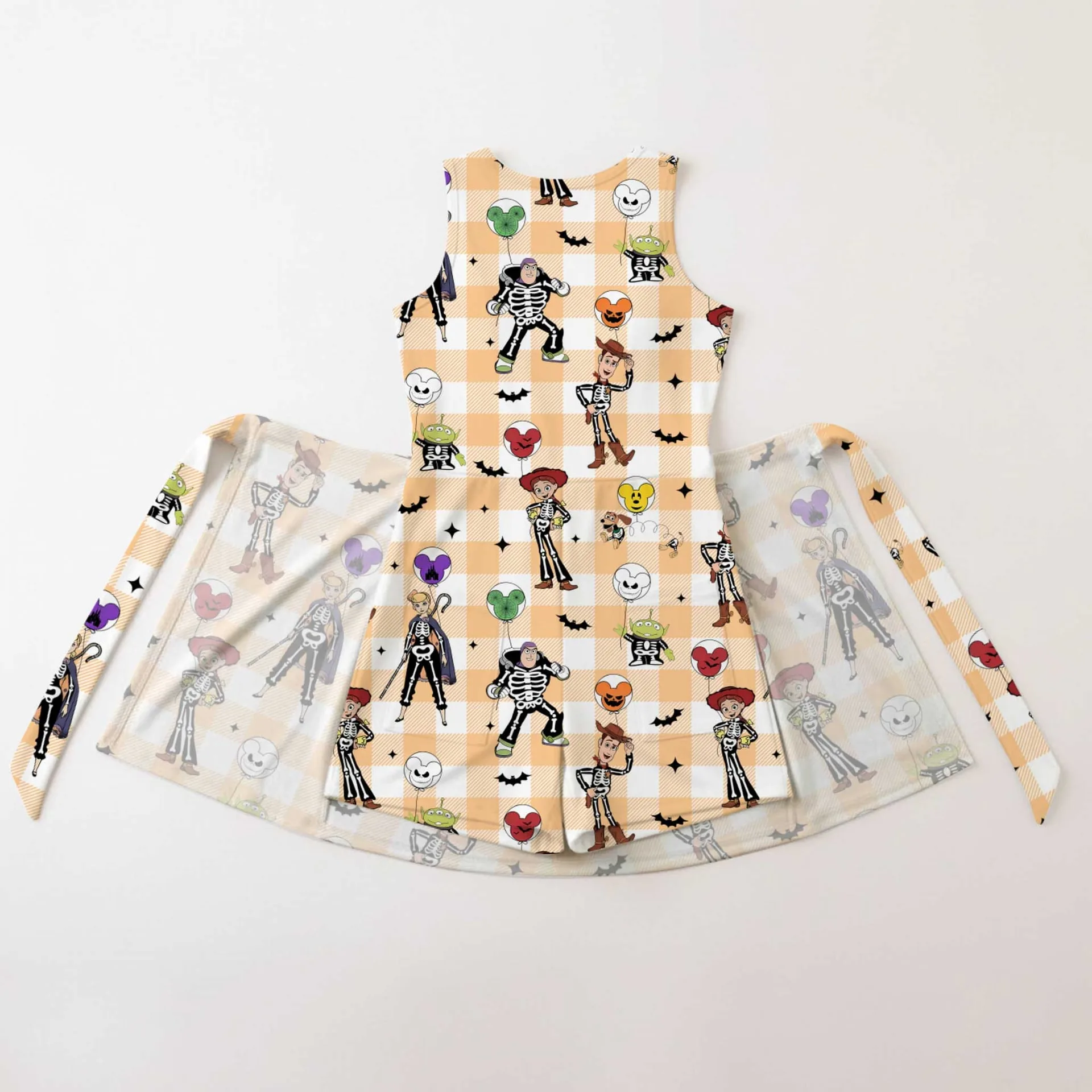 Girls Toy Story Halloween Checkerboard Tennis Dress Skirt, Family Matching Disney Outfit - Image 2