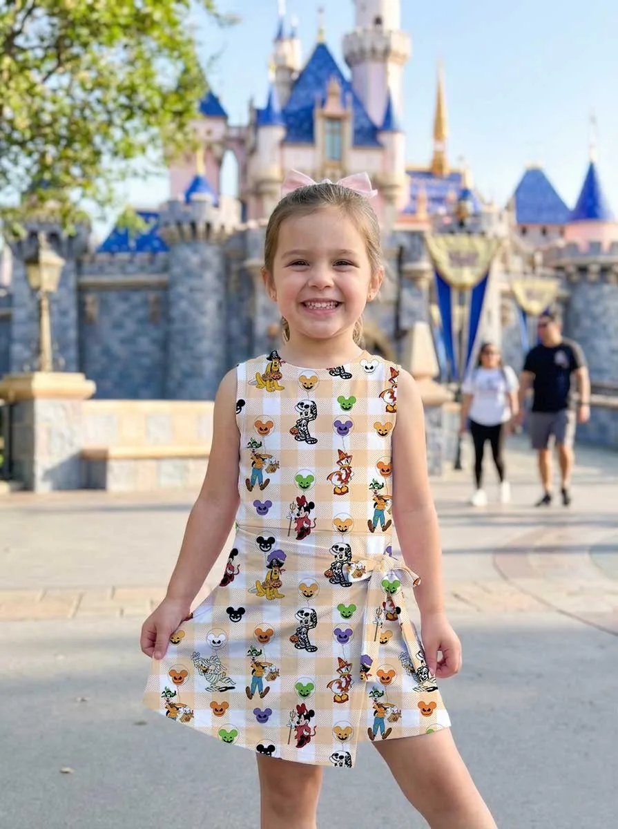 Girls Mickey Friends Checkerboard Tennis Dress Skirt, Family Matching Halloween Outfit - Image 6