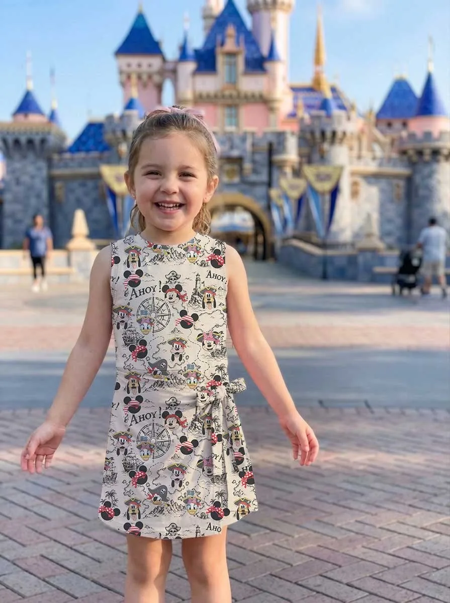 Girls Mickey Minnie Pirate Treasure Map Tennis Dress Skirt, Family Matching Disney Adventure Outfit - Image 3