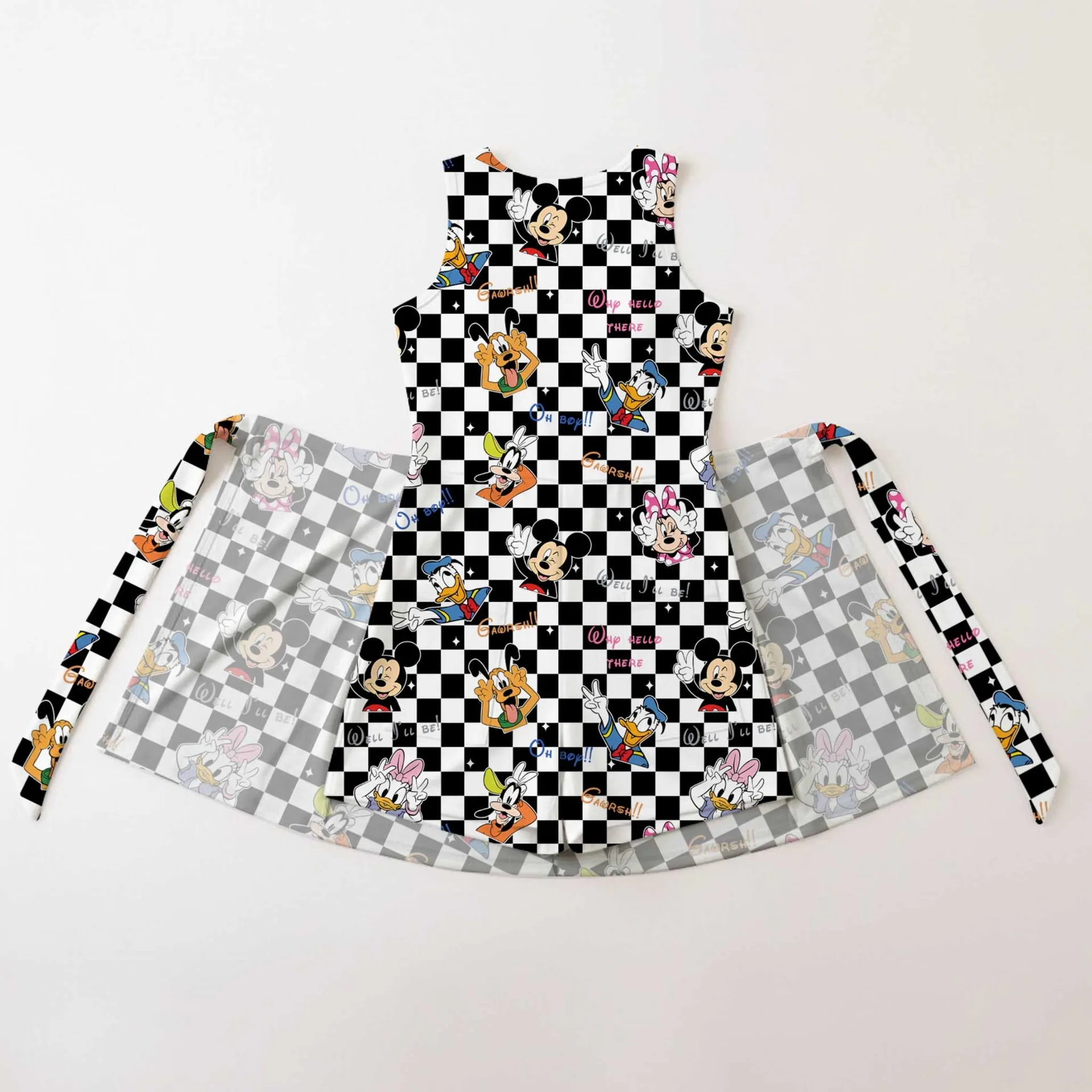 Girls Mickey Friends Checkerboard Tennis Dress Skirt, Family Matching Disney Outfit - Image 9