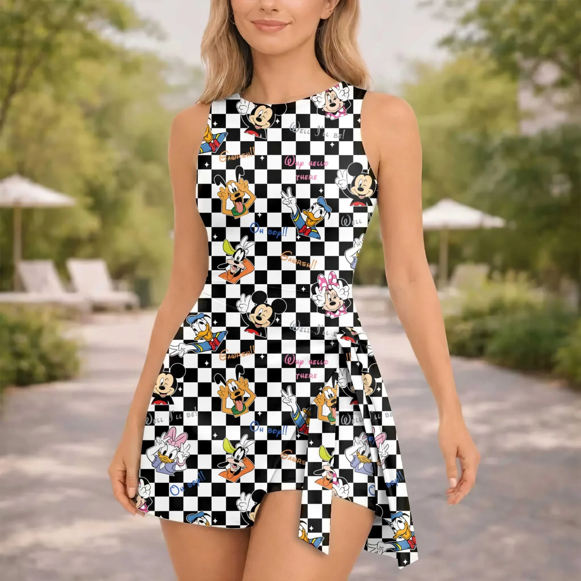 Girls Mickey Friends Checkerboard Tennis Dress Skirt, Family Matching Disney Outfit - Image 7