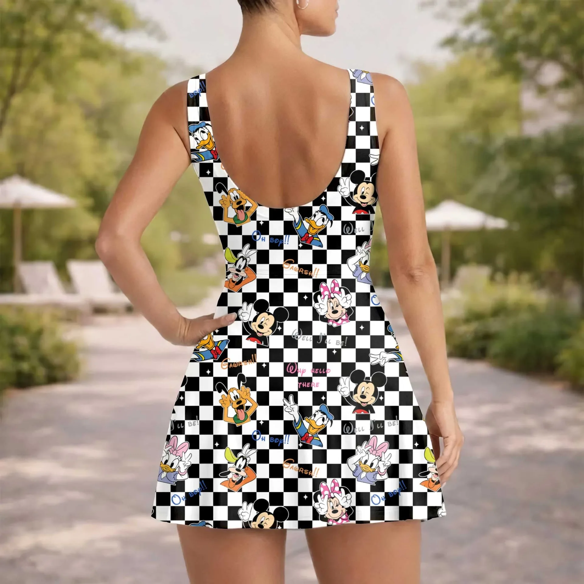 Girls Mickey Friends Checkerboard Tennis Dress Skirt, Family Matching Disney Outfit - Image 6