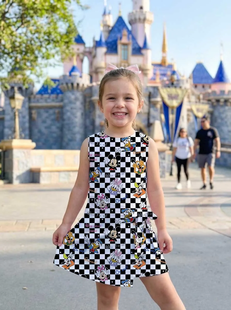 Girls Mickey Friends Checkerboard Tennis Dress Skirt, Family Matching Disney Outfit - Image 5