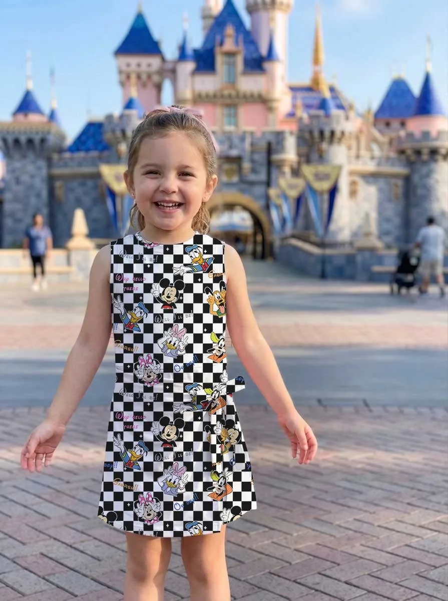 Girls Mickey Friends Checkerboard Tennis Dress Skirt, Family Matching Disney Outfit - Image 3