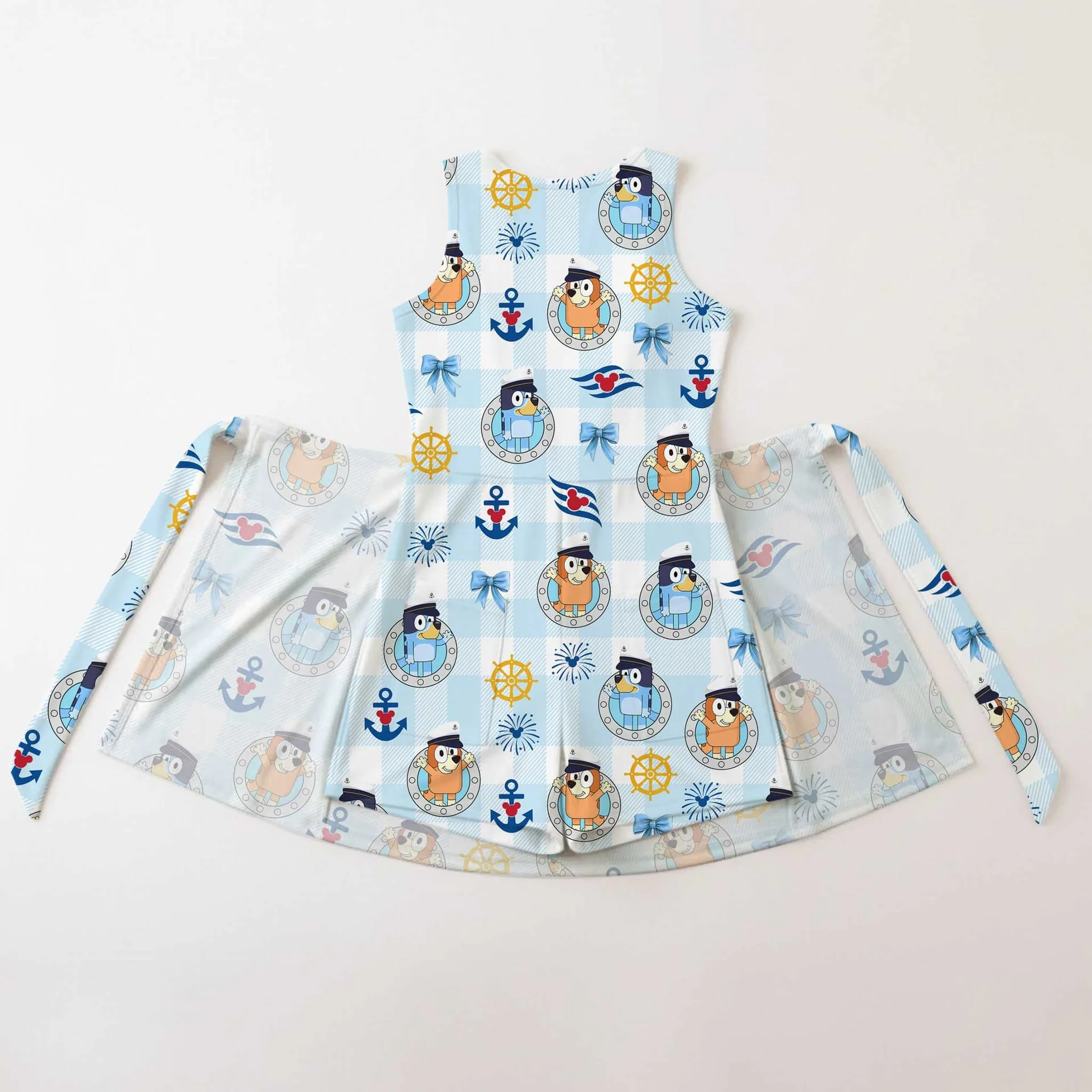 Girls Bluey Bingo Nautical Tennis Dress Skirt, Family Matching Vacation Outfit - Image 2