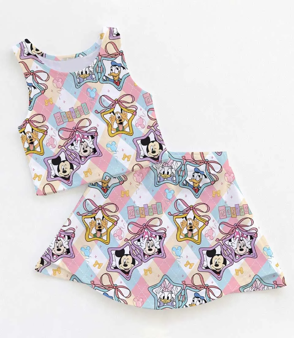 Magical Mickey Coquette Bow Dress Set, Castle Family Vacation Outfit