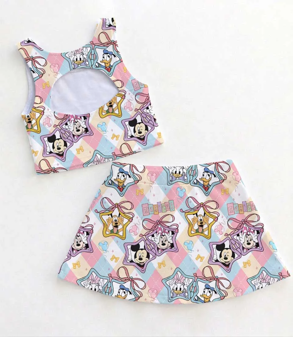 Magical Mickey Coquette Bow Dress Set, Castle Family Vacation Outfit - Image 2