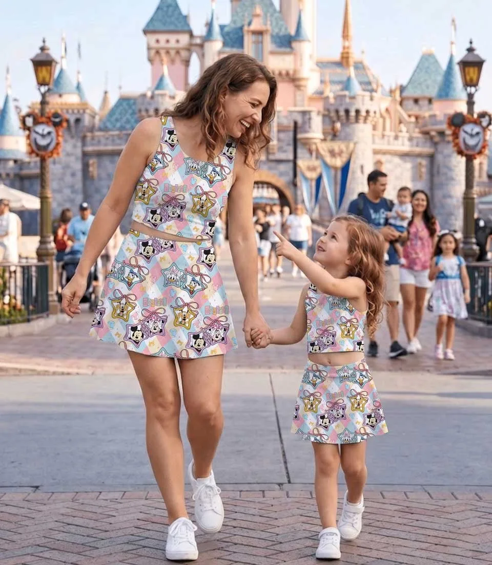 Magical Mickey Coquette Bow Dress Set, Castle Family Vacation Outfit - Image 4