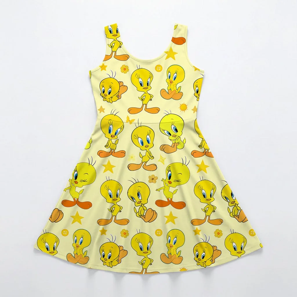 Tweety Bird Character Pattern Mommy & Me Dress, Mama Mini Family Matching Outfit - Image 3