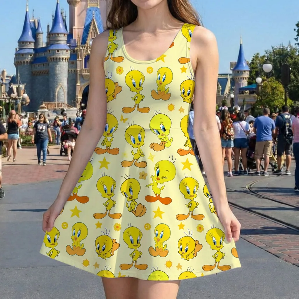 Tweety Bird Character Pattern Mommy & Me Dress, Mama Mini Family Matching Outfit - Image 5