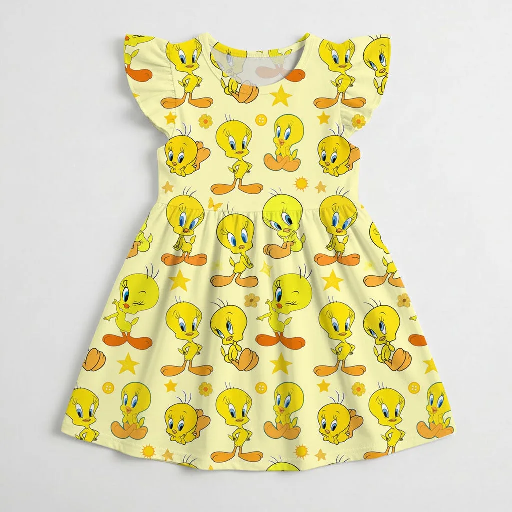 Tweety Bird Character Pattern Mommy & Me Dress, Mama Mini Family Matching Outfit - Image 4