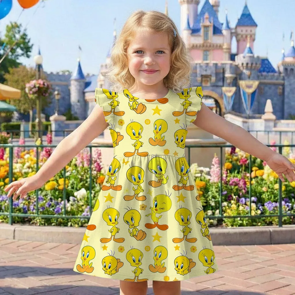 Tweety Bird Character Pattern Mommy & Me Dress, Mama Mini Family Matching Outfit - Image 7