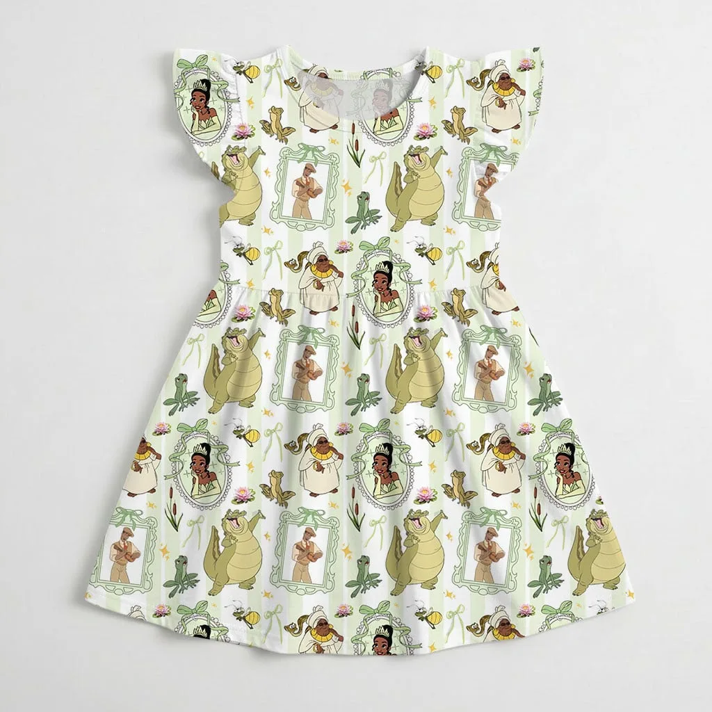 Disney Tiana Character Pattern Mommy & Me Dress, Mama Mini Family Matching Outfit - Image 3