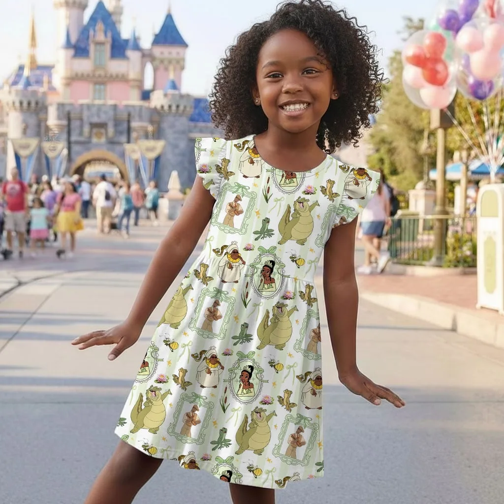 Disney Tiana Character Pattern Mommy & Me Dress, Mama Mini Family Matching Outfit - Image 6