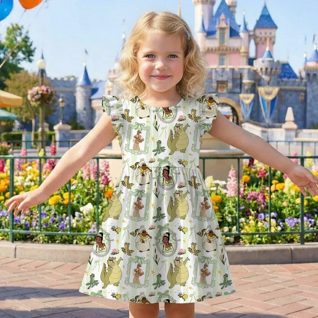 Disney Tiana Character Pattern Mommy & Me Dress, Mama Mini Family Matching Outfit - Image 7