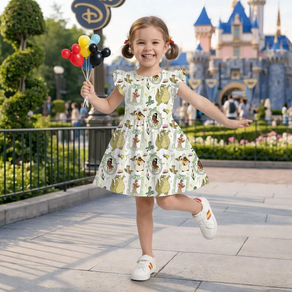 Disney Tiana Character Pattern Mommy & Me Dress, Mama Mini Family Matching Outfit - Image 8