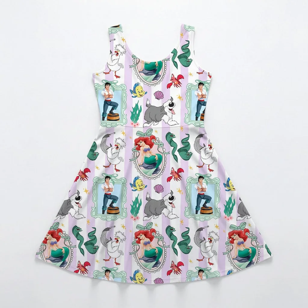 Disney Little Mermaid Character Pattern Mommy & Me Dress, Mama Mini Family Matching Outfit - Image 3