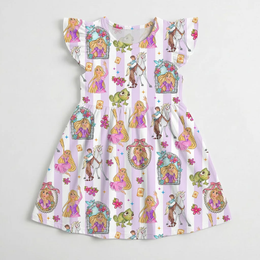 Disney Tangled Character Pattern Mommy & Me Dress, Mama Mini Family Matching Outfit - Image 3