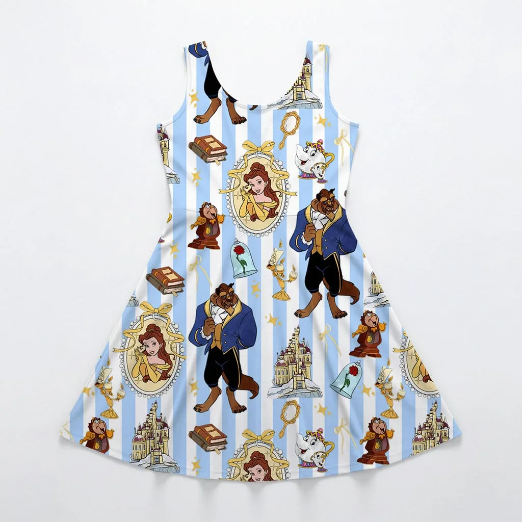 Disney Beauty and the Beast Character Pattern Mommy & Me Dress, Mama Mini Family Matching Outfit - Image 3