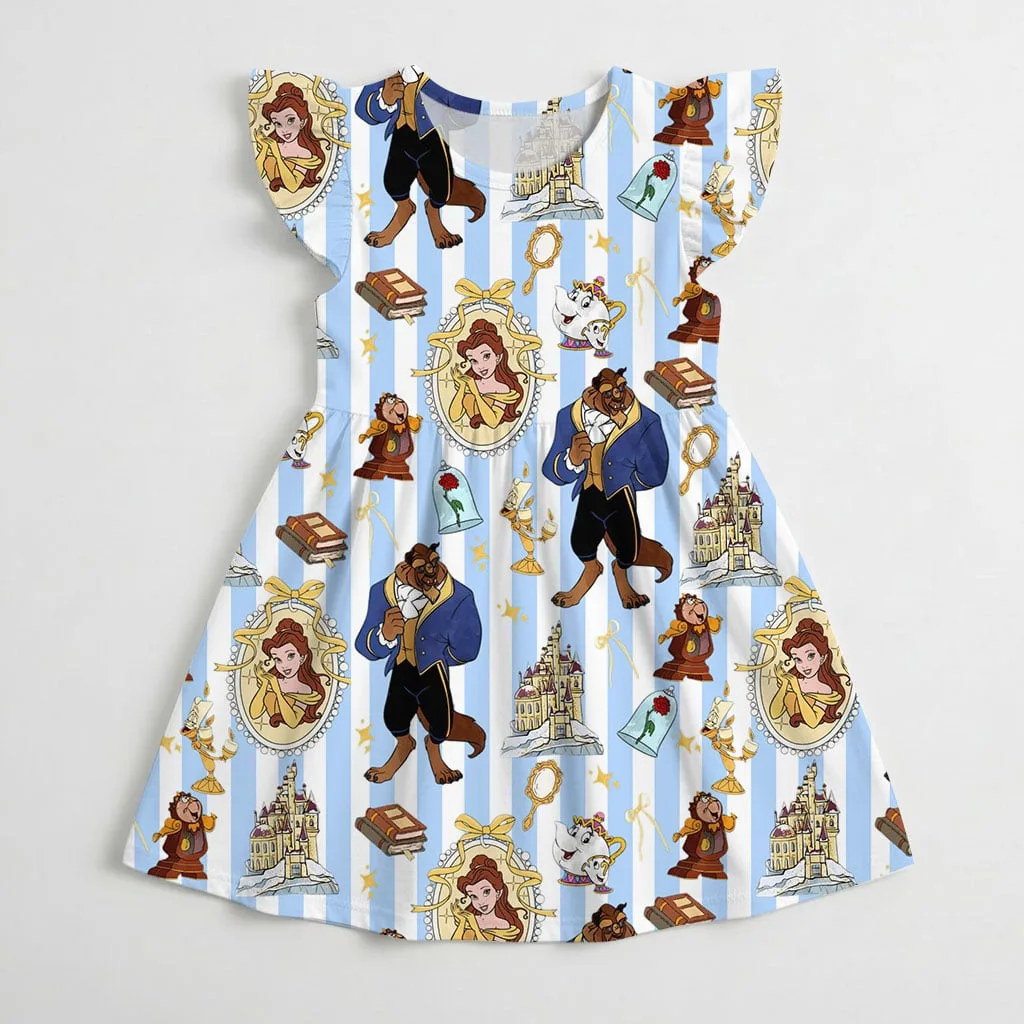 Disney Beauty and the Beast Character Pattern Mommy & Me Dress, Mama Mini Family Matching Outfit - Image 4