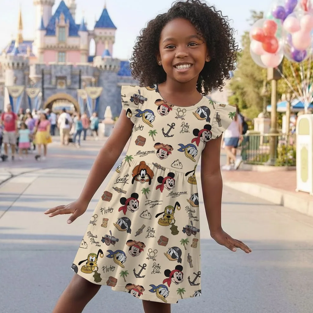 Disney Mickey and Friends Pirate Pattern Mommy & Me Dress, Mama Mini Family Matching Outfit - Image 6