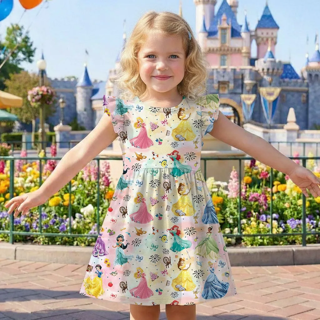 Disney Princess Colorful Character Pattern Mommy & Me Dress, Mama Mini Family Matching Outfit - Image 7