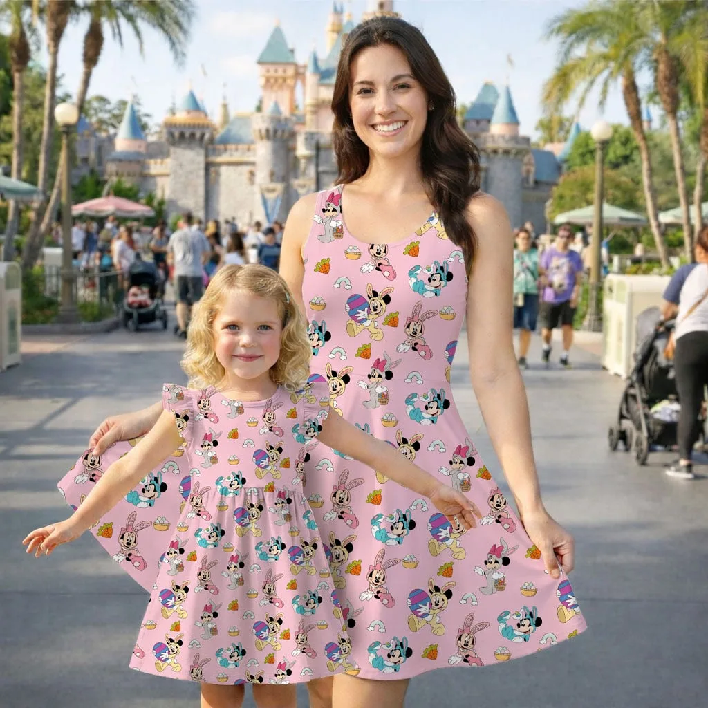 Disney Mickey and Minnie Bunny Ears Pattern Mommy & Me Dress, Mama Mini Family Matching Outfit - Image 2