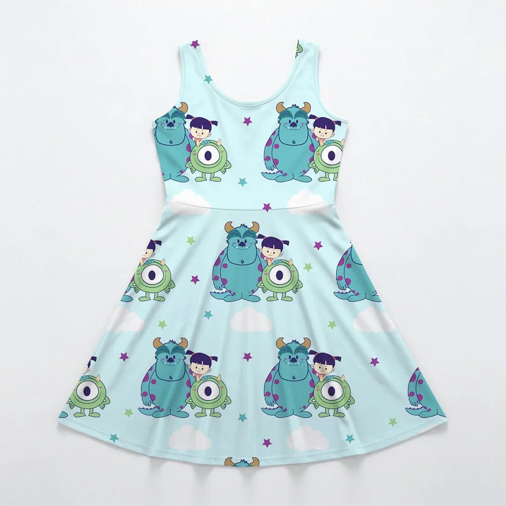 Disney Monsters Inc Cute Character Pattern Mommy & Me Dress, Mama Mini Family Matching Outfit - Image 4