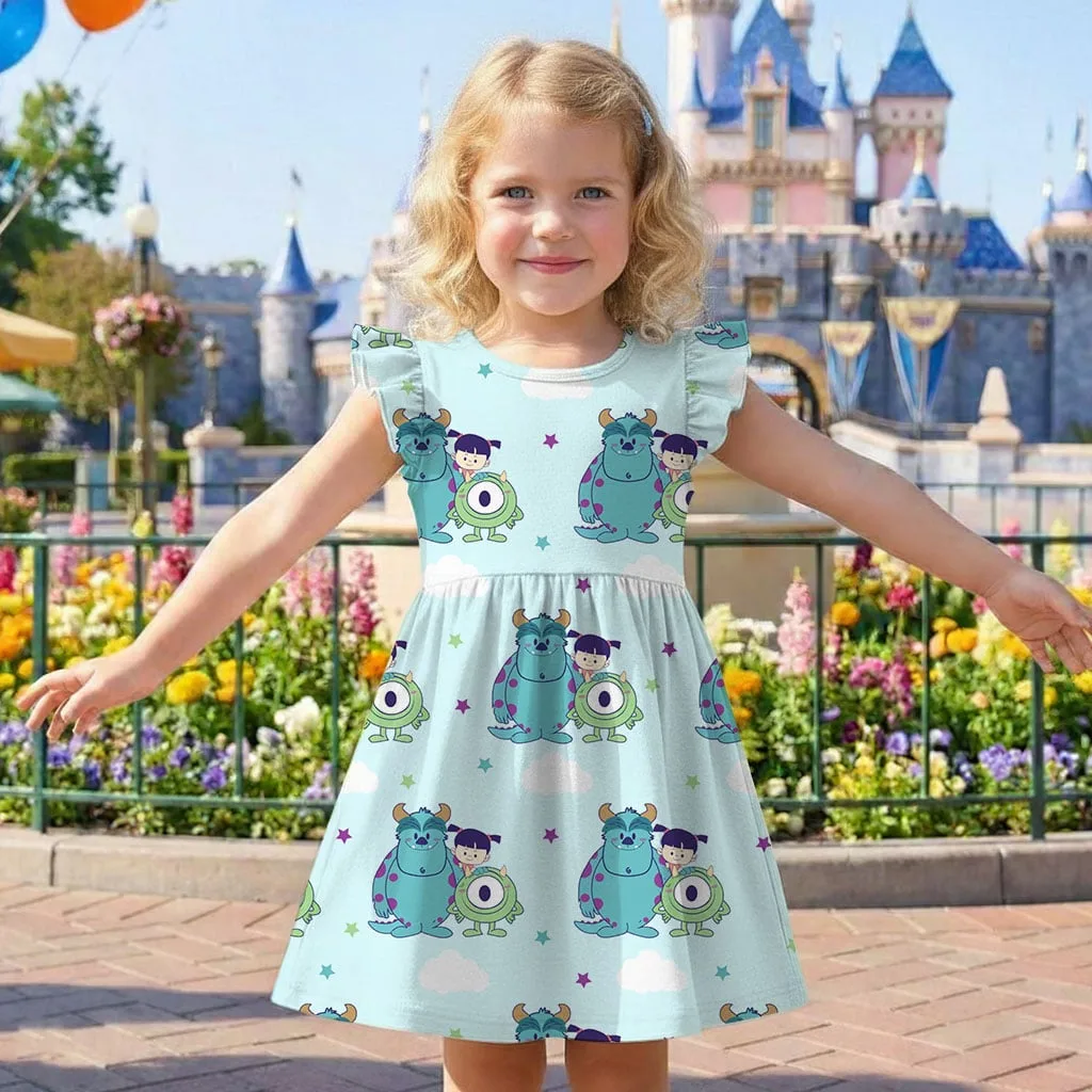 Disney Monsters Inc Cute Character Pattern Mommy & Me Dress, Mama Mini Family Matching Outfit - Image 7