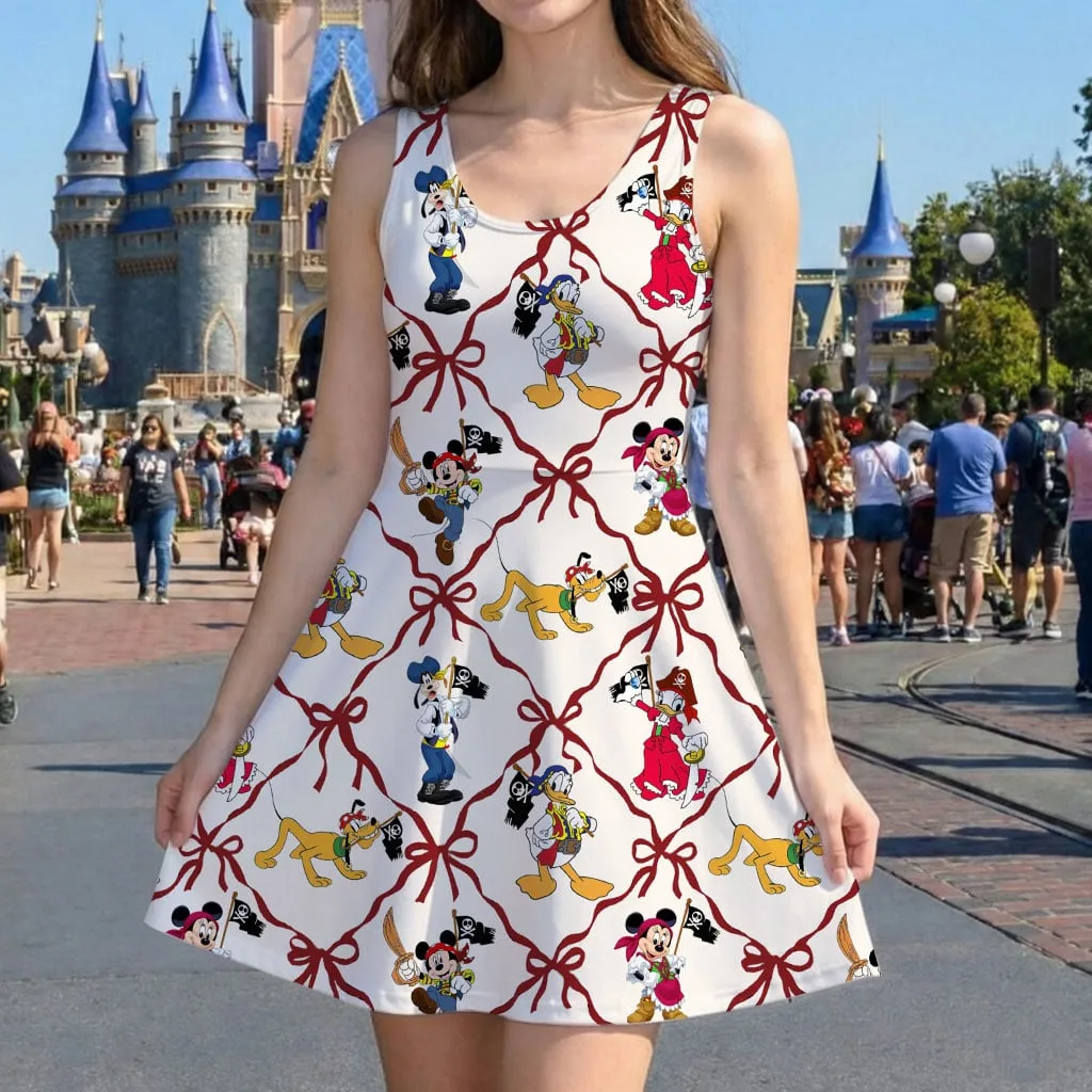 Disney Mickey and Friends Pirate Bow Pattern Mommy & Me Dress, Mama Mini Family Matching Outfit - Image 5
