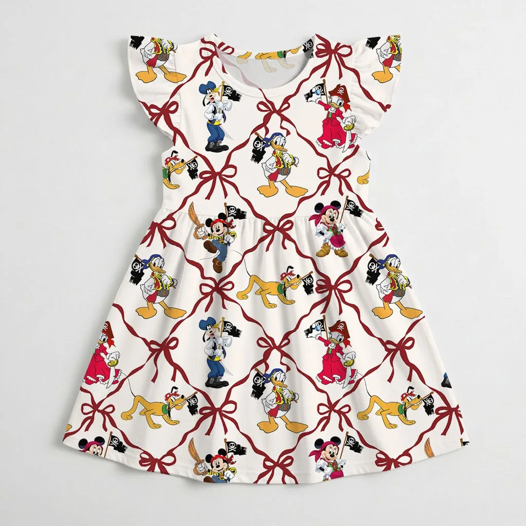 Disney Mickey and Friends Pirate Bow Pattern Mommy & Me Dress, Mama Mini Family Matching Outfit - Image 3