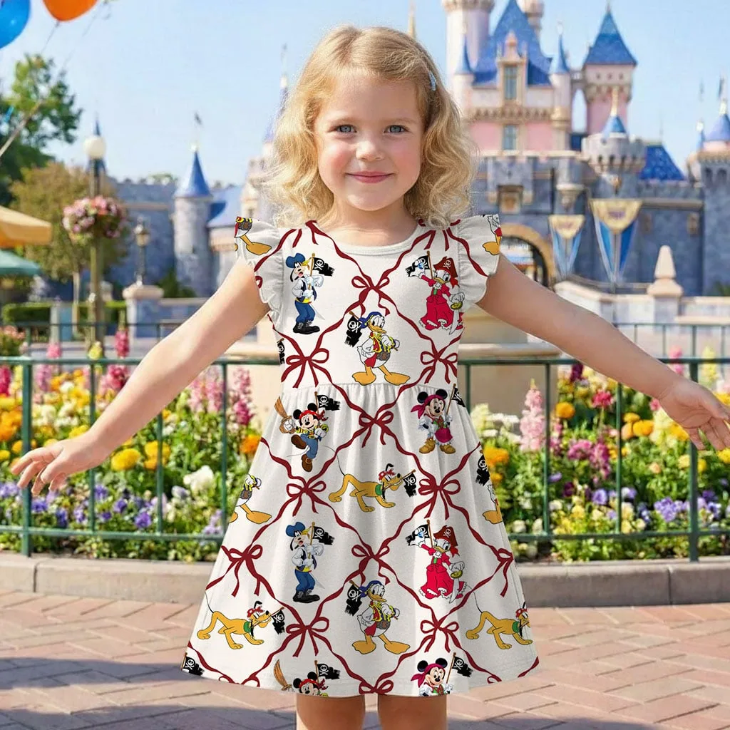 Disney Mickey and Friends Pirate Bow Pattern Mommy & Me Dress, Mama Mini Family Matching Outfit - Image 7
