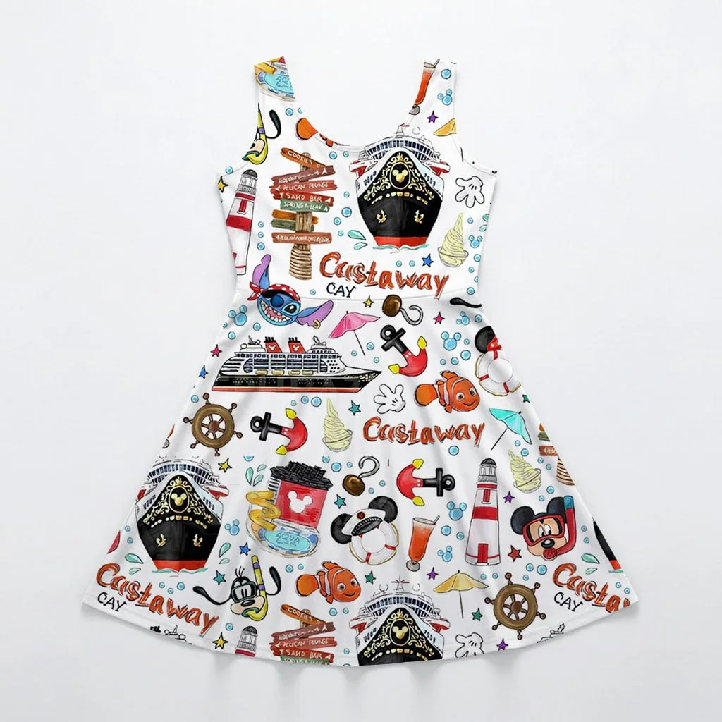 Disney Cruise Line Castaway Cay Pattern Mommy & Me Dress, Mama Mini Family Matching Outfit - Image 3