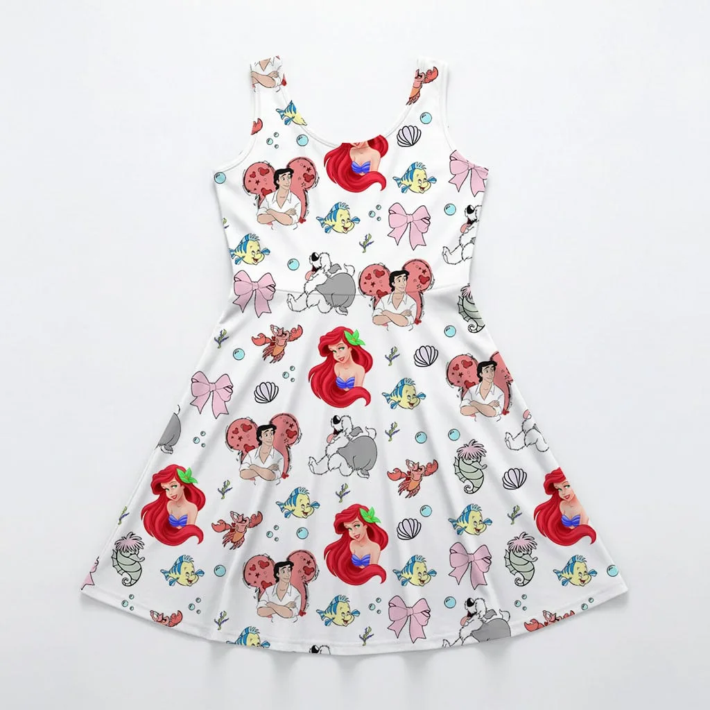 Disney Little Mermaid Character Pattern Mommy & Me Dress, Mama Mini Family Matching Outfit - Image 4