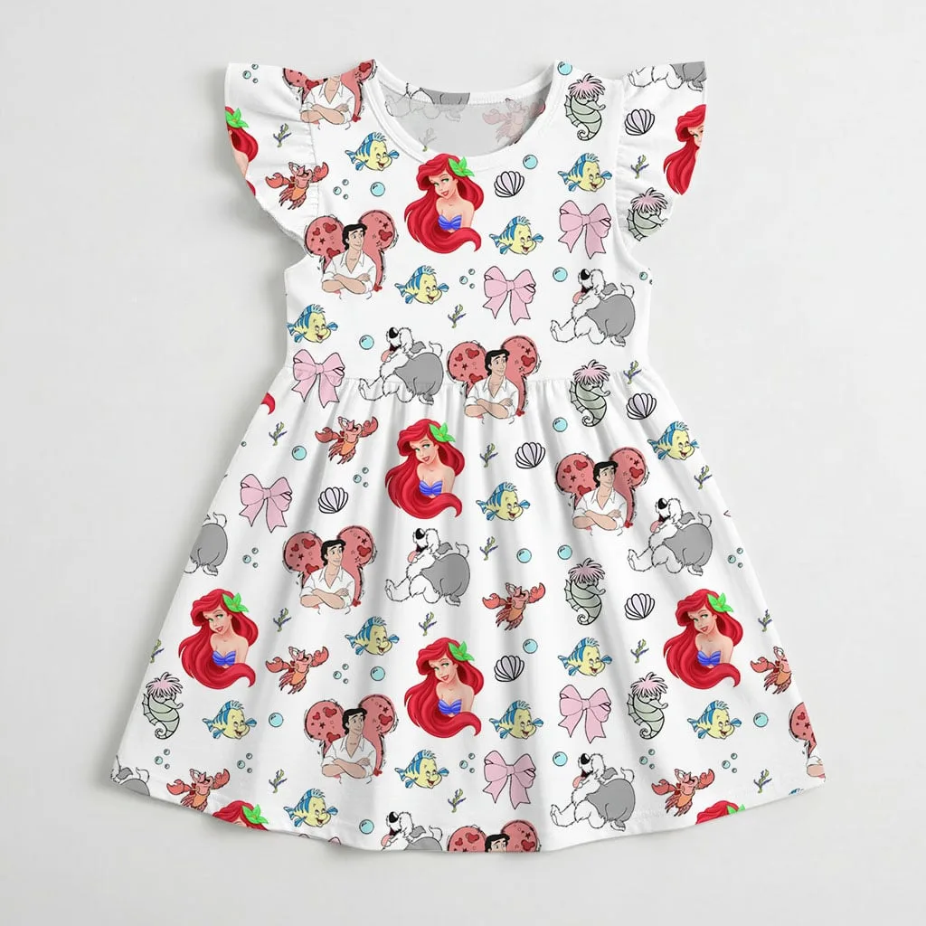 Disney Little Mermaid Character Pattern Mommy & Me Dress, Mama Mini Family Matching Outfit - Image 3