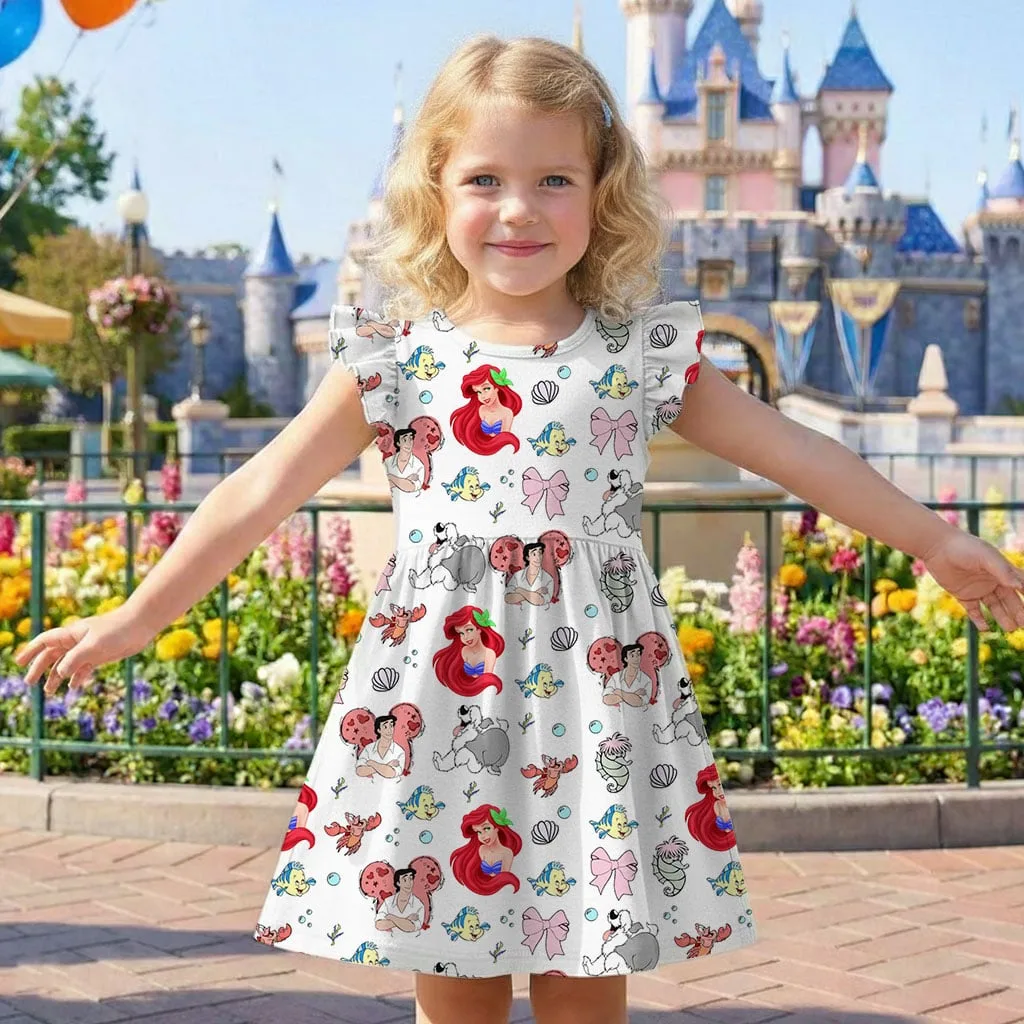Disney Little Mermaid Character Pattern Mommy & Me Dress, Mama Mini Family Matching Outfit - Image 7