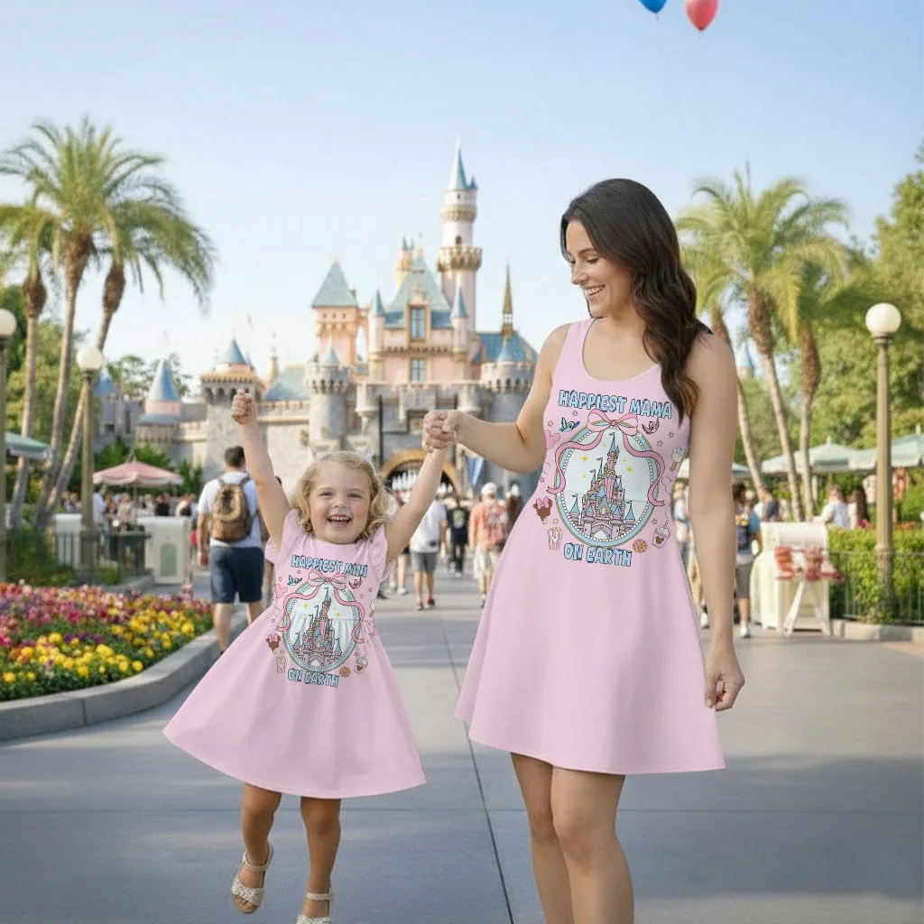 Disney Castle Happiest Mama On Earth Pattern Mommy & Me Dress, Mama Mini Family Matching Outfit - Image 9
