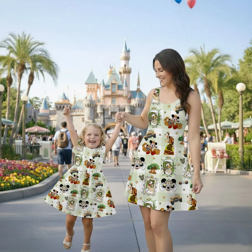 Disney Mickey and Friends Adventure Pattern Mommy & Me Dress, Mama Mini Family Matching Outfit - Image 2