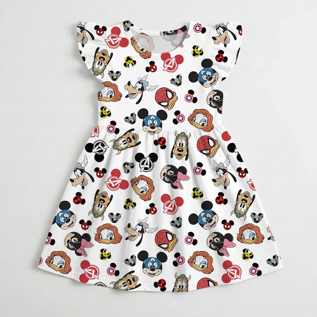 Disney Mickey Avengers Pattern Mommy & Me Dress, Mama Mini Family Matching Outfit - Image 3