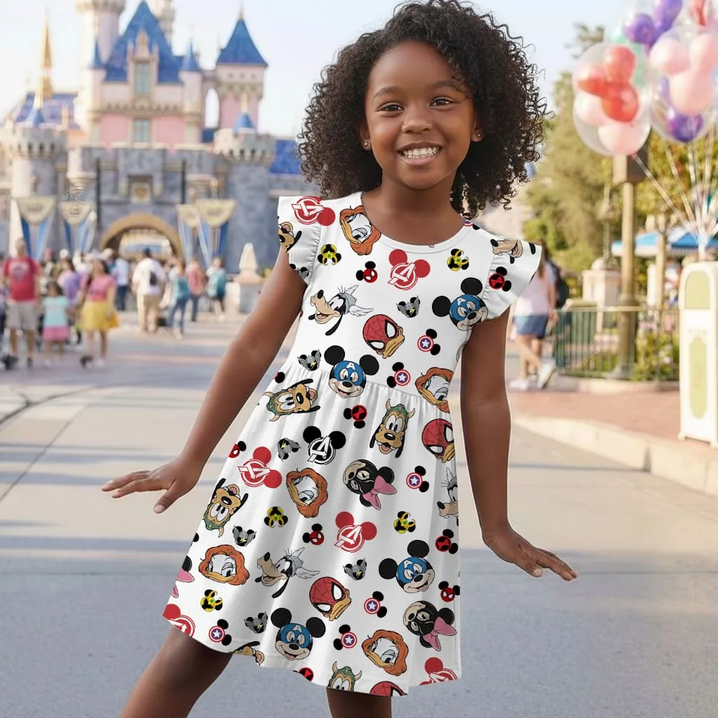 Disney Mickey Avengers Pattern Mommy & Me Dress, Mama Mini Family Matching Outfit - Image 6