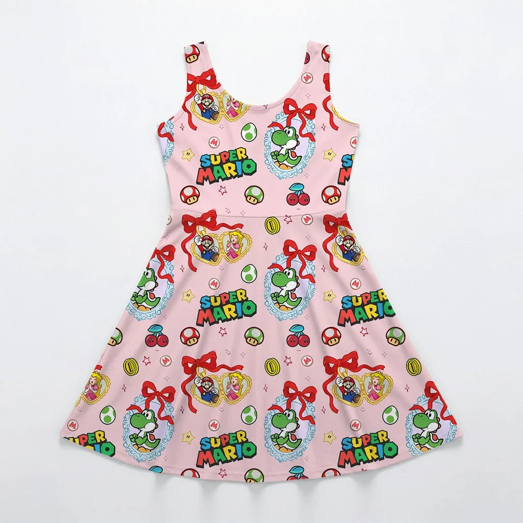 Super Mario Character Pattern Mommy & Me Dress, Mama Mini Family Matching Outfit - Image 4